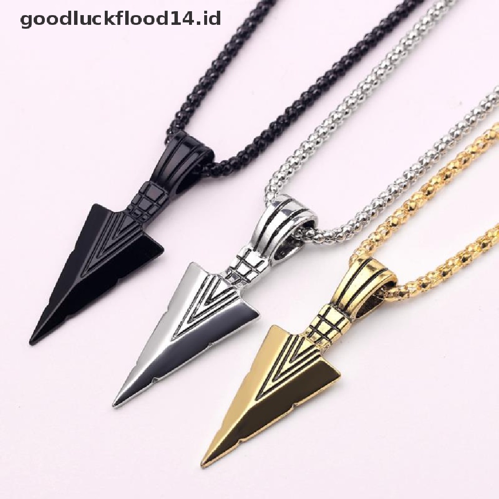 [OOID] Men's  Black Long Necklace with Arrow Pendant Jewelry Chain Hip Hop Punk Rock ID