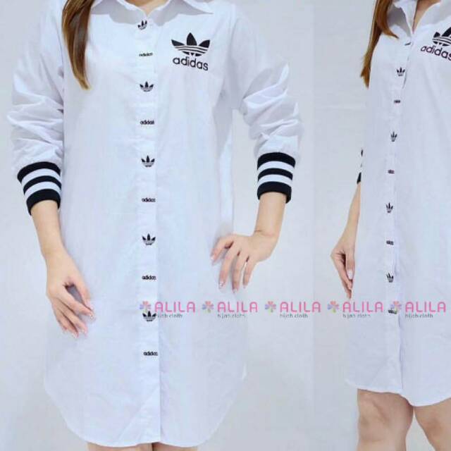 (COD) Kemeja Adidas Adina tunik kemeja putih termurah