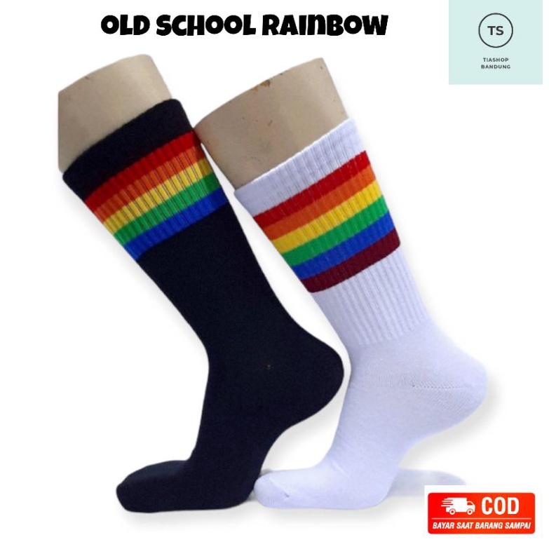 Kaos Kaki Skate Oldschool Motif Rainbow || Kaos Kaki Olahraga || Kaos Kaki Pria dan Wanita