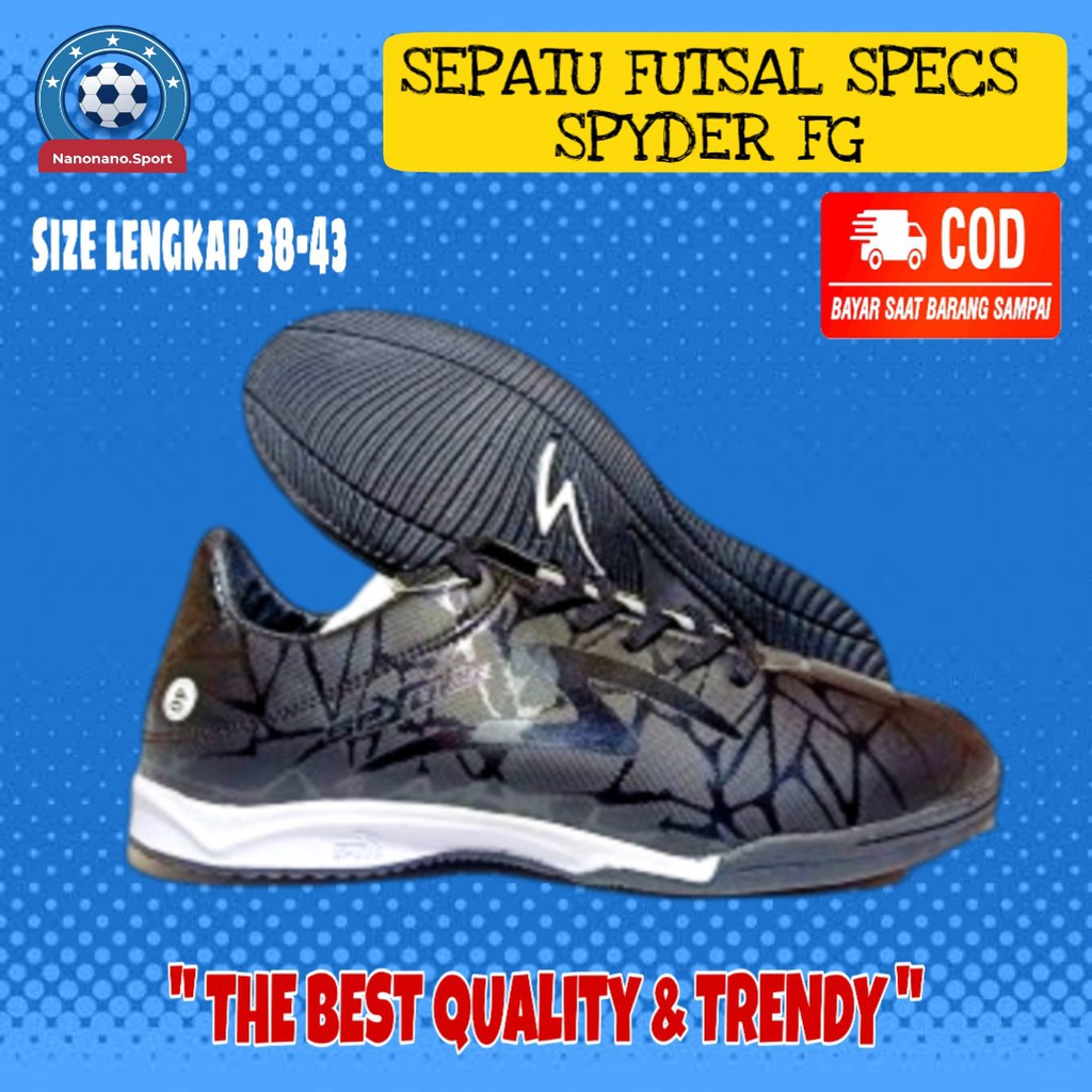 Sepatu Bola Futsal Specs Spyder FG Hitam Pria dan Dewasa Sport Olahraga Murah Original