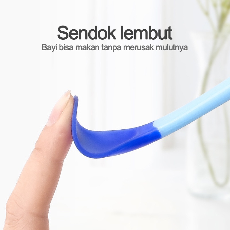 Sendok makan bayi silikon / Sendok dan Garpu Pengubah Suhu Bayi/Sendok Dan Garpu Pengubah Suhu Bayi Silikon Lembut/C 26