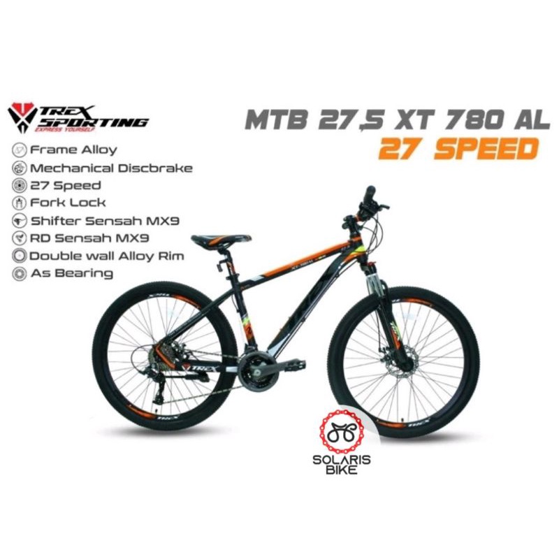 Sepeda Gunung MTB 26 27.5 Trex XT 780 AL 27s