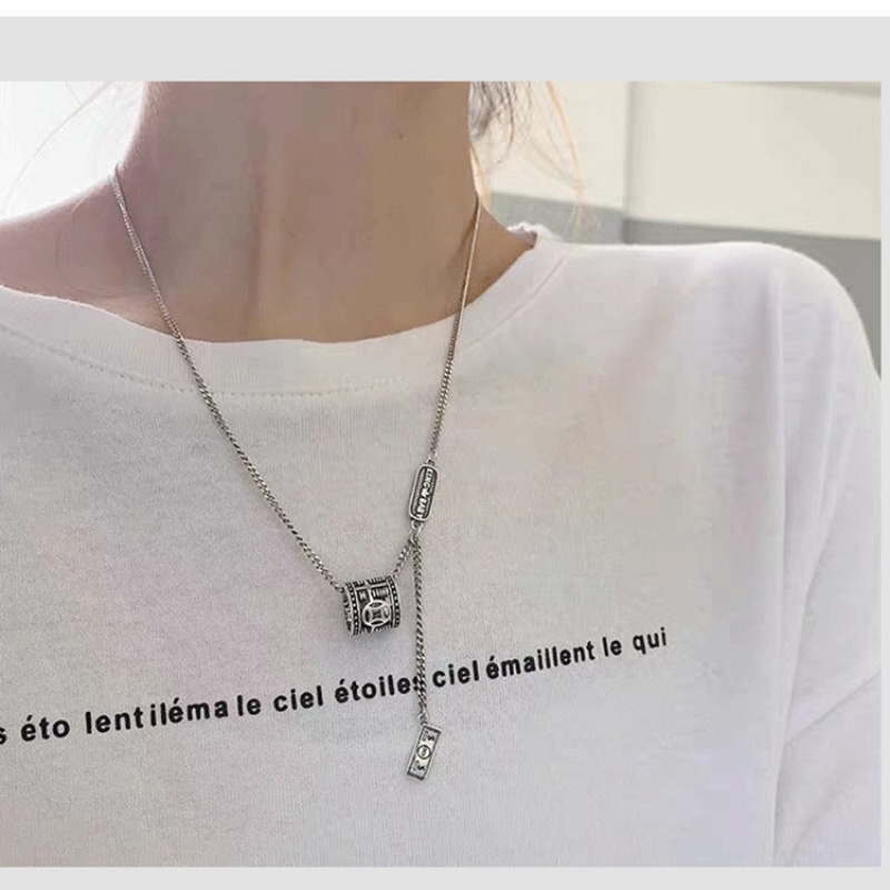 Kalung Rantai Model Hollow Gaya Retro Korea Warna Silver