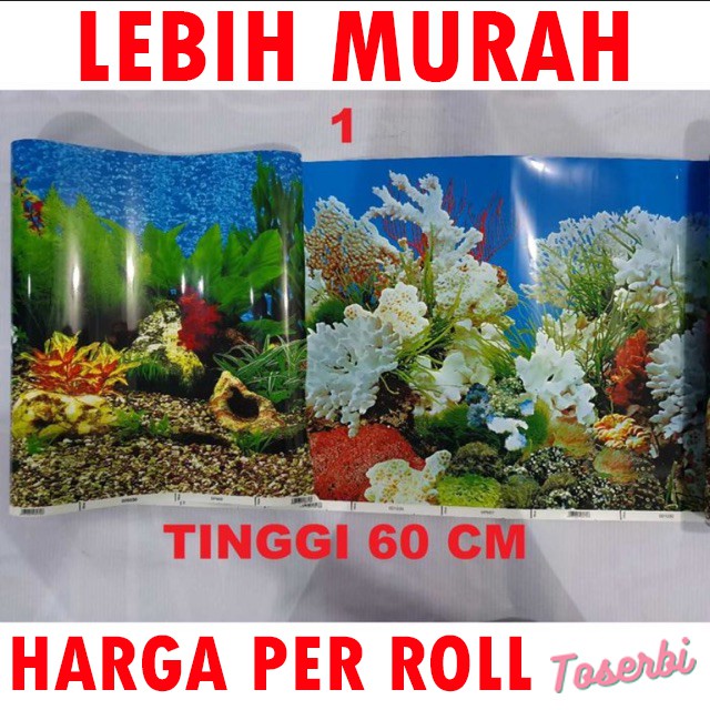 Background Latar belakang Aquarium Tinggi 60 cm Panjang 15 meter 1 Stiker Akuarium 1 Roll Grosir