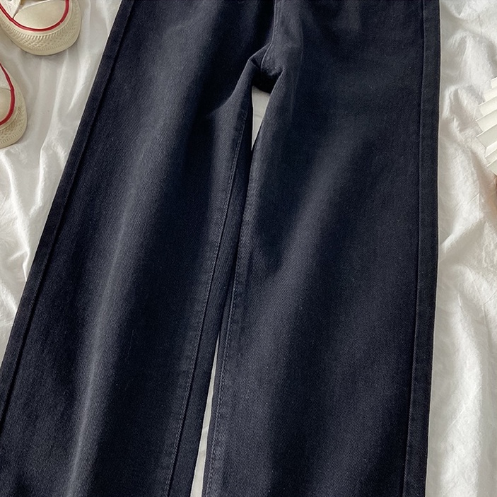 high waist longgar celana jeans kekinian hitam panjang wanita