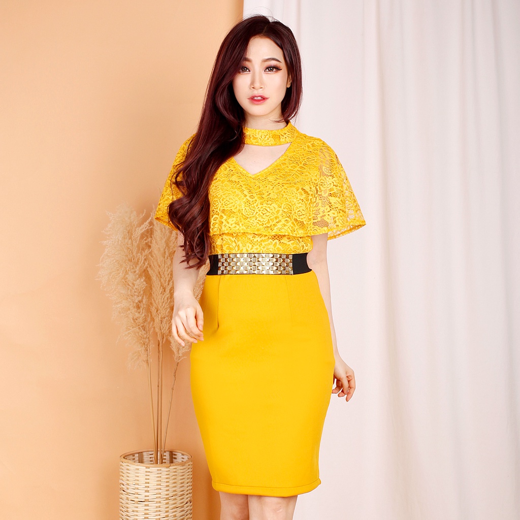 Kathryn collection # 118,  dres span scuba import premium kombinasi brukat gliter free belt