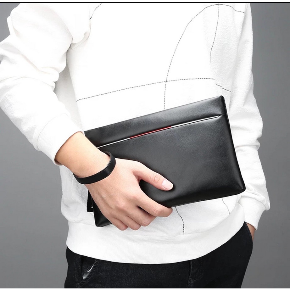 Handbag Pria Clutch Kulit PU Leather Berkwantitas Premium - Dompet besar Pria Men's Business - Handbag Clutch Besar Pria