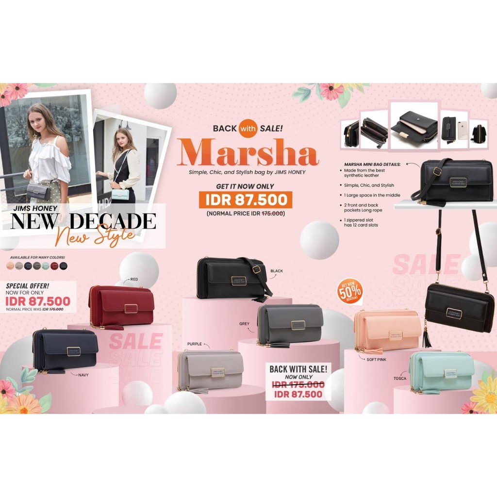 Marsha Mini Bag 2 In 1 Tas Dan Dompet Cewek Jims Honey