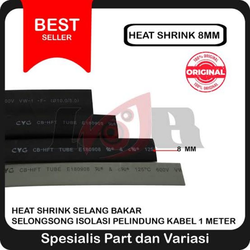 Selang Bakar 8mm Heatshrink Tube 8 mm Selongsong Pelindung Kabel