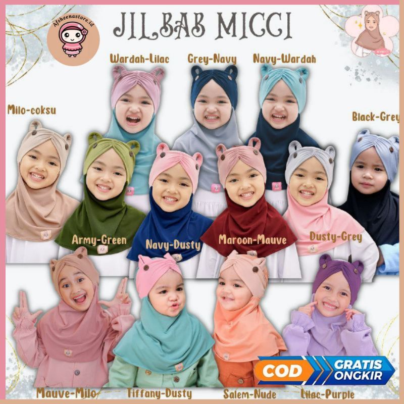 Afsheenastore Minimuts Jilbab Micci / Jilbab Anak 1-8T