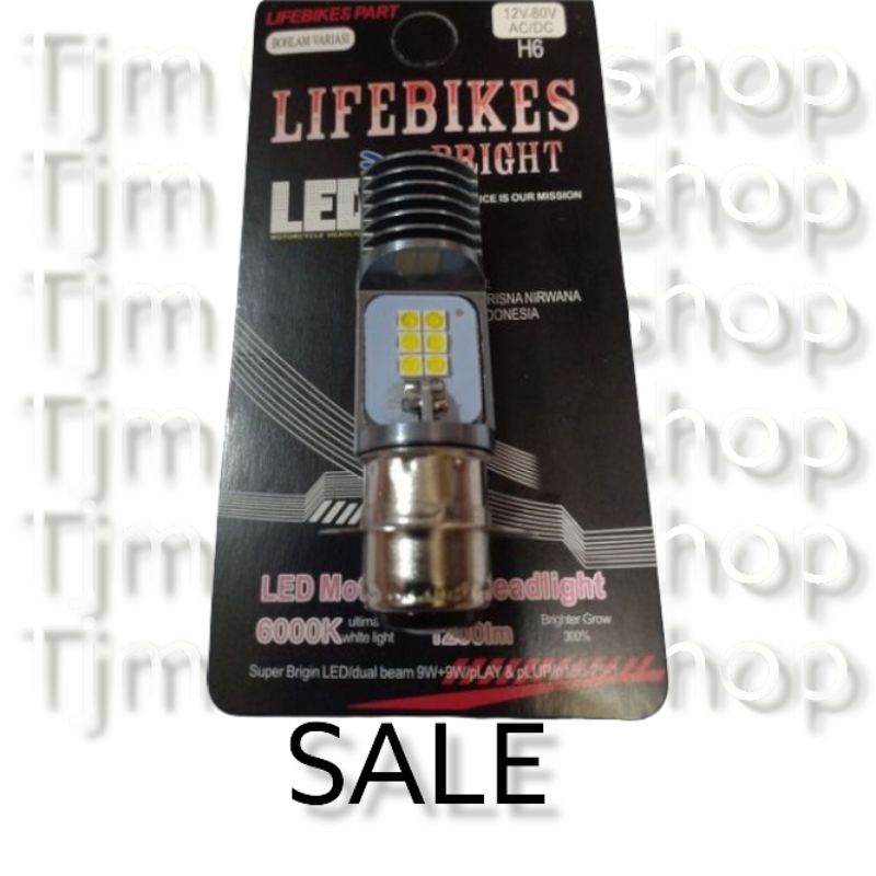 Lampu depan motor AC DC H6 2 sisi 12 8 mata LIFEBIKES