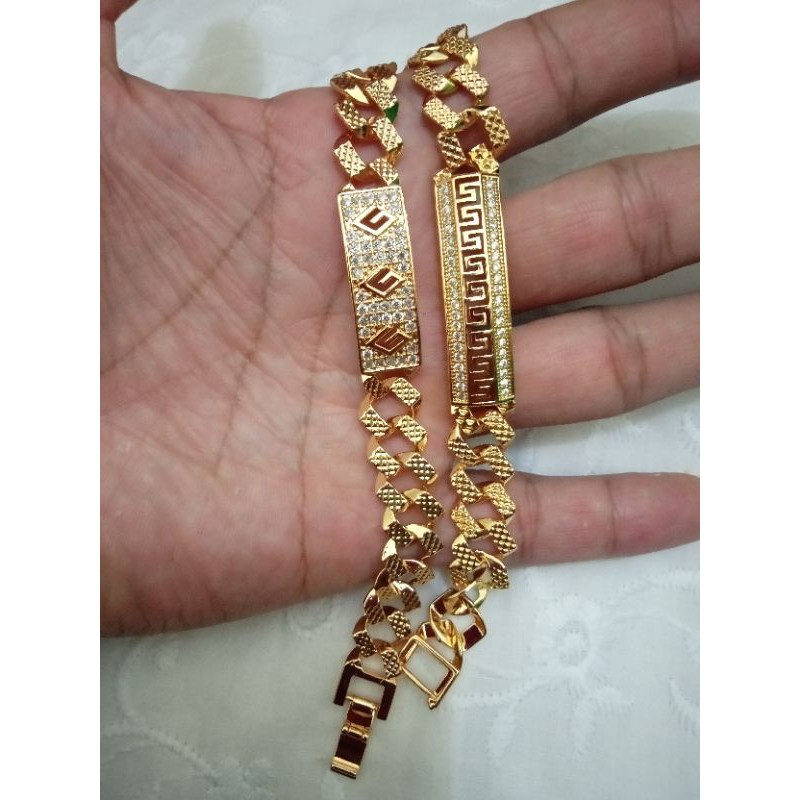 gelang xuping wanita dewasa berlapis emas dengan mata zircon.