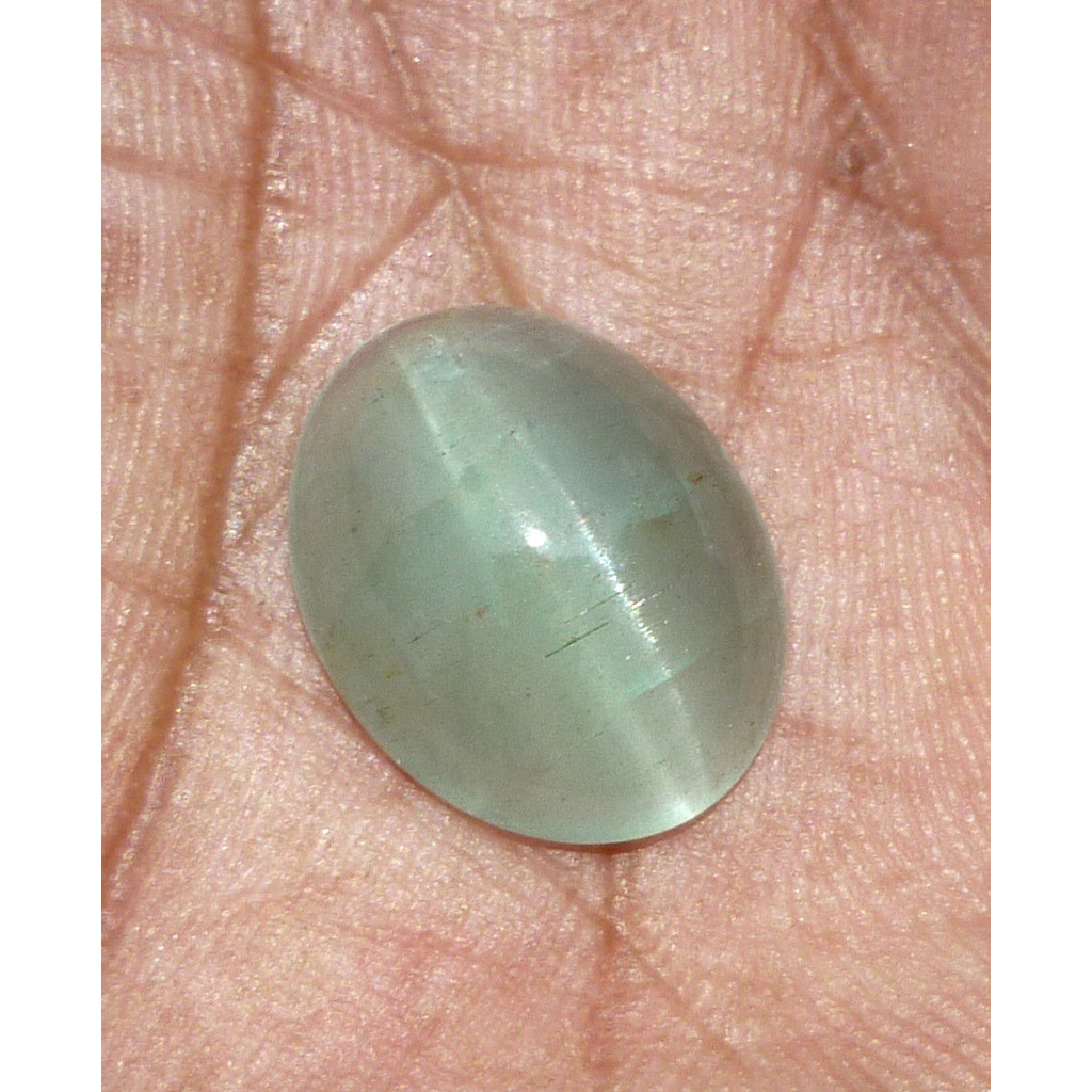 Natural Aquamarine Cat's Eye Lite Green Cabochon 9.98Ct AQ007