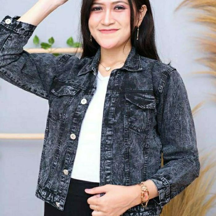 JAKET JEANS CROP WANITA // CROP JEANS CEWEK