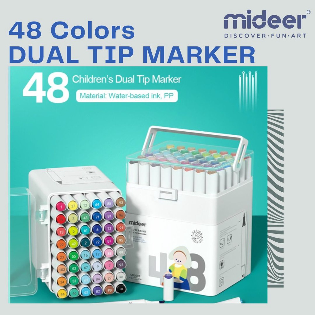 

Mideer DUAL TIP MARKER 48 Colors Spidol Mewarnai Anak