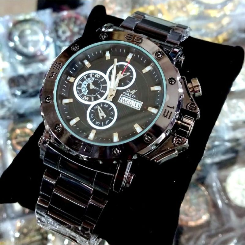 Jam MIRETE GOLD combi Free Box Anti Air Dan Batrai Serap Garansi Original_ JAM Tangan Kasual Pria Water Resistance Rantai Stainless Steel  | MIRETE JAM Tangan Pria Original Tahan Air Exklusive Kotak Batrai Serap | Tanggal Hari Aktif