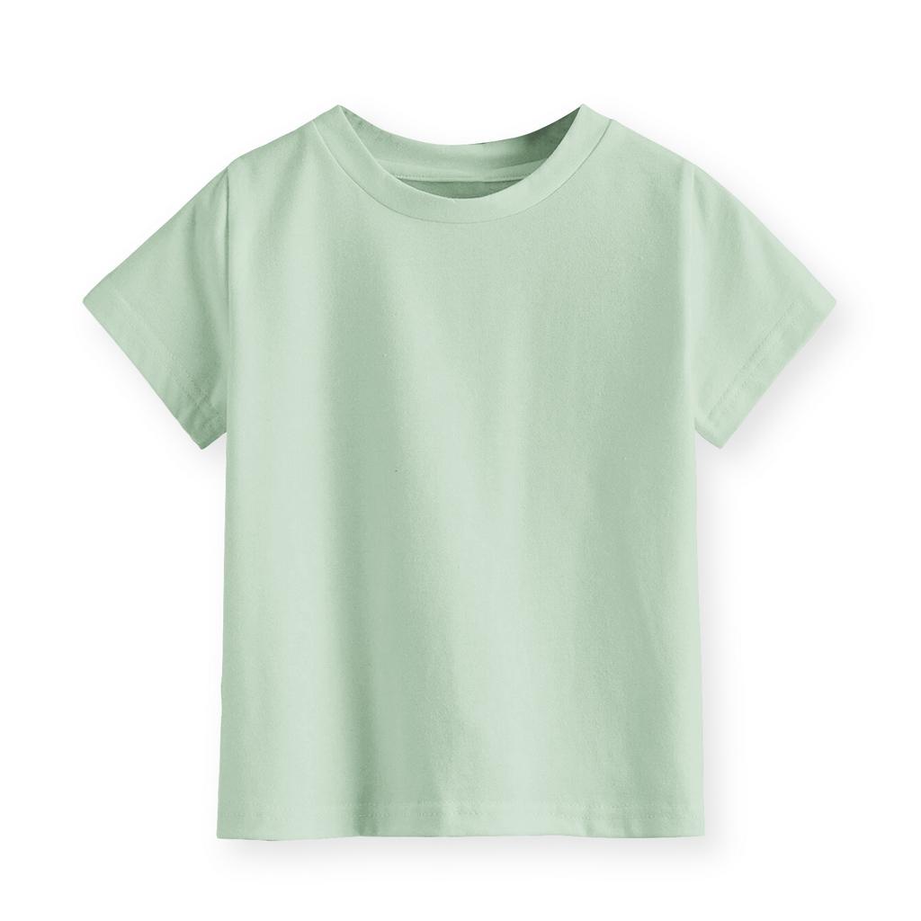 Kaos Polos Anak Usia 1-12 Tahun Laki-Laki Perempuan Lengan Pendek Warna Hijau Mineral