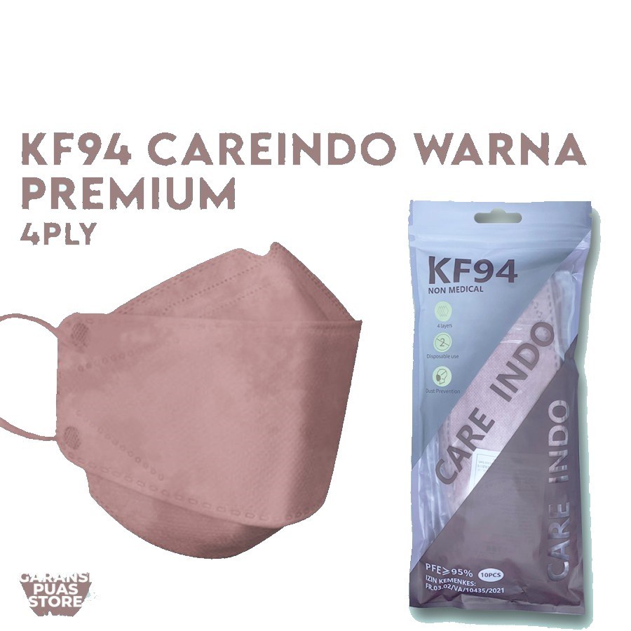 Masker KF94 Careindo Earloop 4ply Warna Murah 1pack 10pcs Premium / Masker CAREINDO KF94 Izin Kemenk
