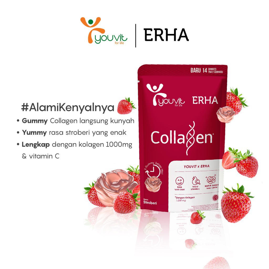 Youvit x Erha Multivitamin Gummy Collagen isi 14, Beauti+ 7Day