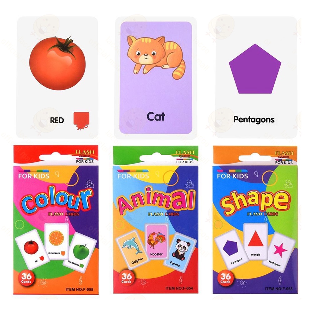 Poney Flash card set 36 kartu bahan karton flash card anak gambar kata dan huruf