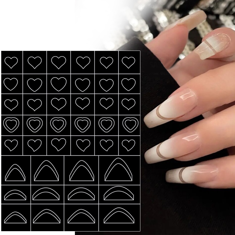 Stiker Kuku 3D Motif Kupu-Kupu Hati Model Hollow Untuk Dekorasi Nail Art