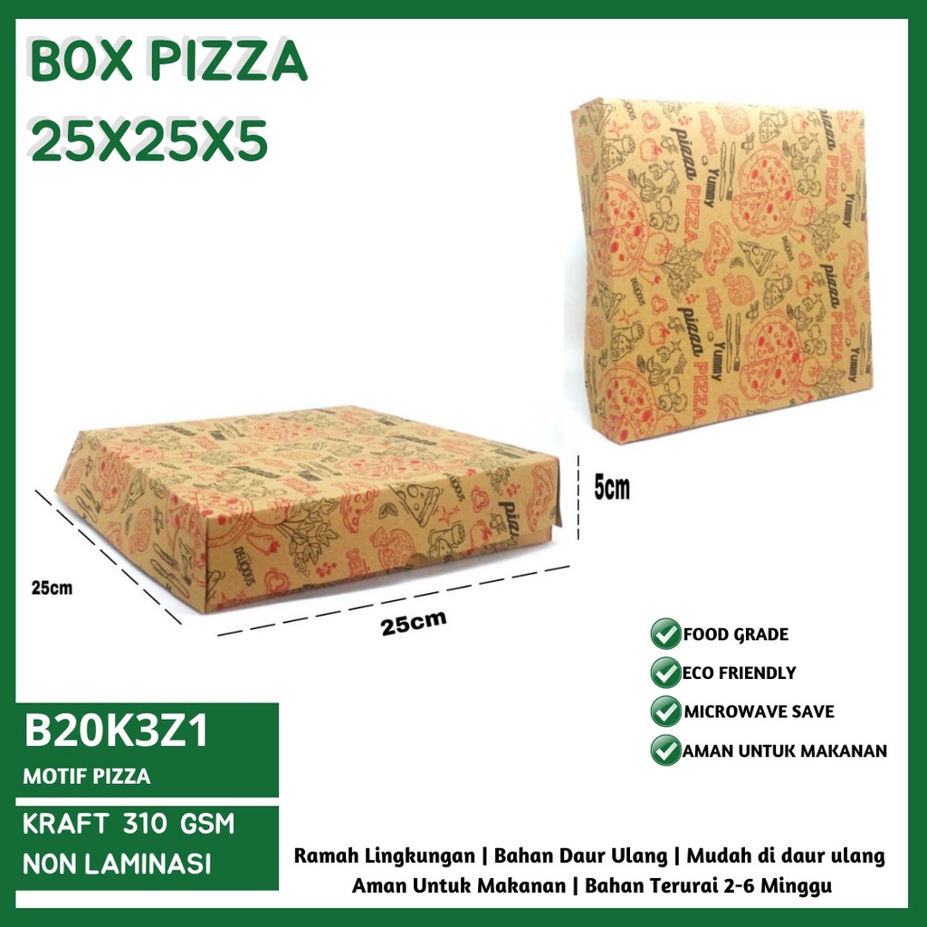 Box Pizza 25x25x5 Dus Pizza (B20K3Z1-Non Laminasi)