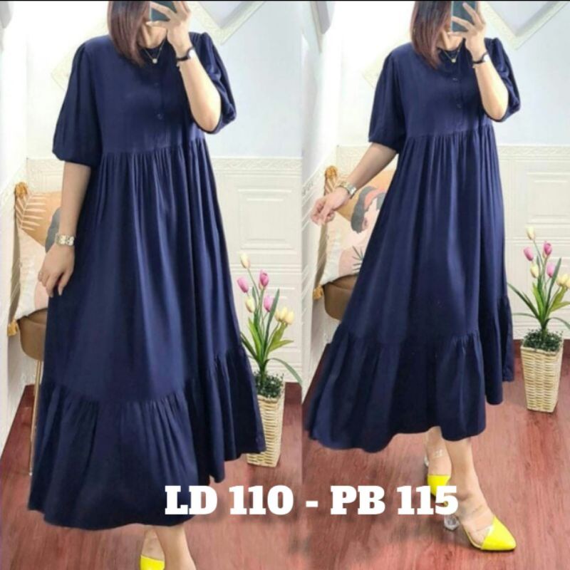 MIDI DRESS LENGAN BALON /FUUL  RAYON PRIMIUM SUPER ADEM