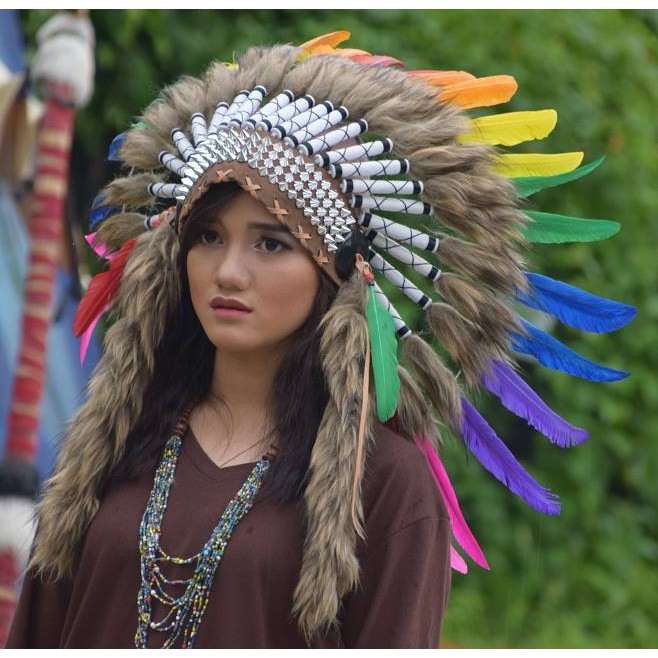 TOPI INDIAN - INDIAN HEADDRESS SMALL ANGSA  RASTAFARA