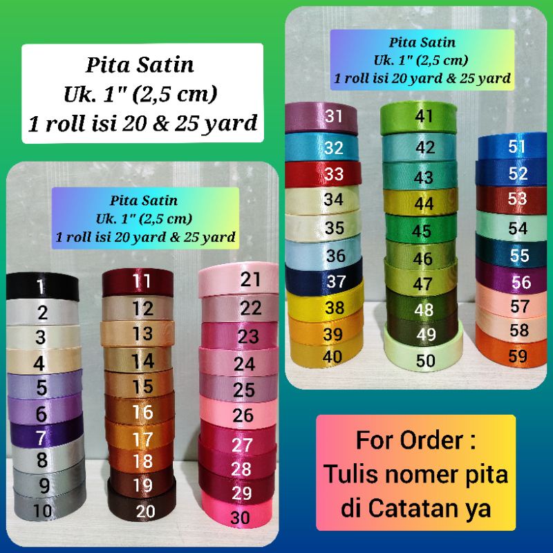 

Pita Satin 1 inch /Lebar 2,5 cm