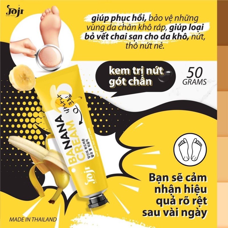 Joji Banana Cream/Cream kaki/Foot Cream Perawatan Kaki/Cream Penghalus Kaki/Banana Heel Cream Best Seller Thailand 50Gr/bpom