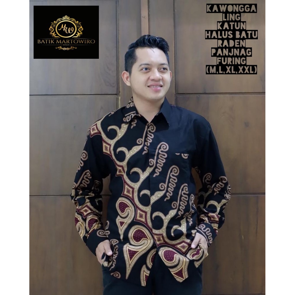 KAWONGGALING Kemeja Batik Pria Lengan Panjang Katun Halus Martowiro FULL FURING