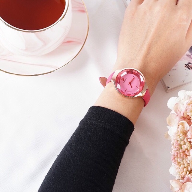 ［Ready Stock］Jam tangan warna kulit Cermin potong berlian warna-warni  S1096