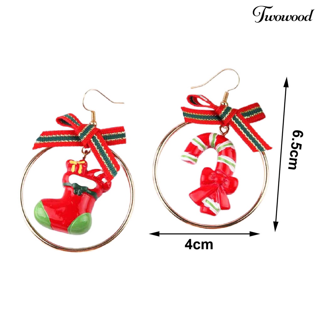 1 Pasang Anting Hoop Desain Snowman Natal Bahan Alloy Untuk Anak Perempuan