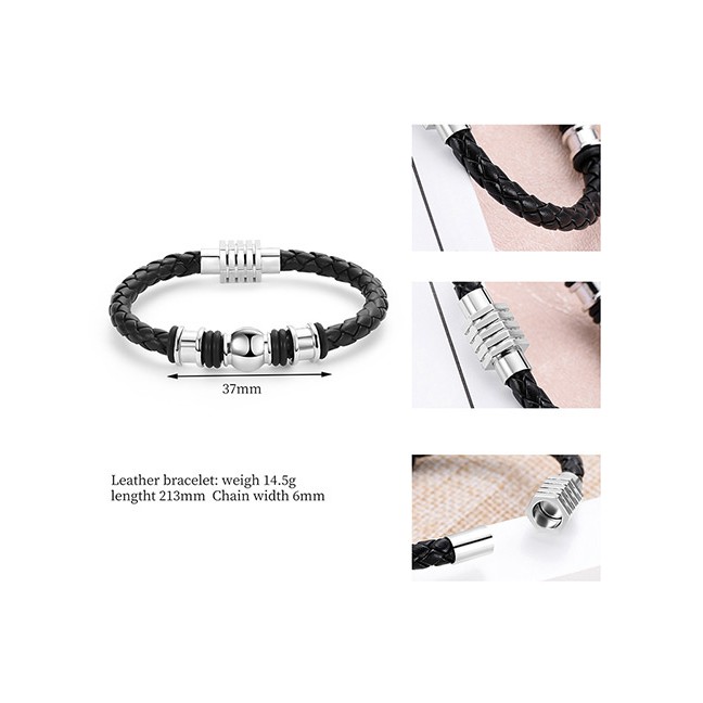 LRC Gelang Tangan Fashion Black+silver Color Grids E74237