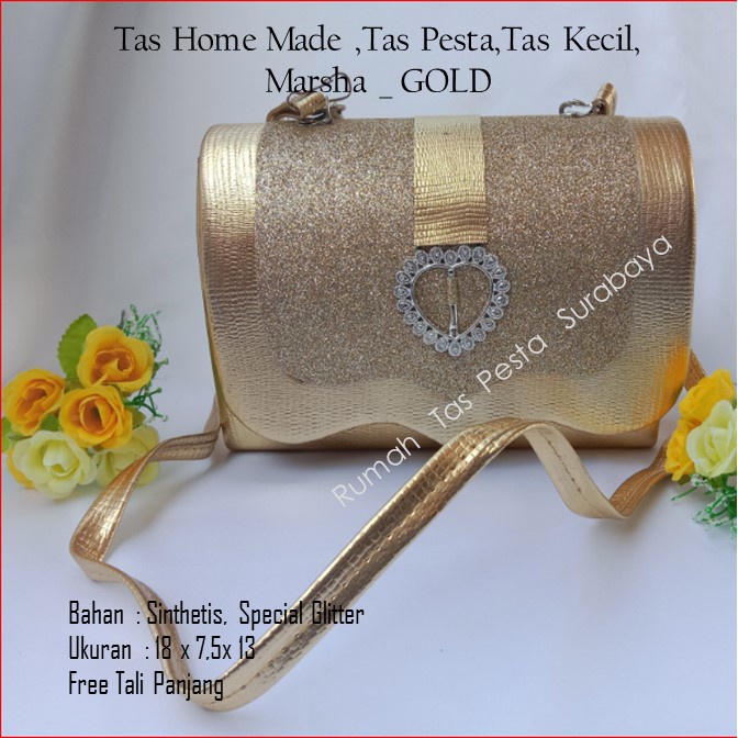 Tas Home Made ,Tas Pesta,Tas Kecil,Marsha _ GOLD