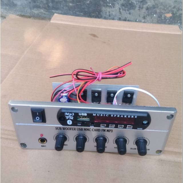 Rangkaian power ampli speaker aktif stereo bluetooth silver