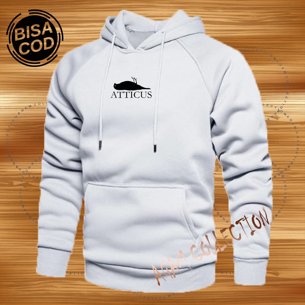 Agam collection Sweater Hoodie Distro Atticus  Premium Text Hitam  Pria Wanita