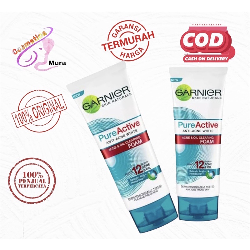 [ 100 ml gel cleanser ] garnier pure active foam / cuci muka garnier khusus wajah oily dan jerawat
