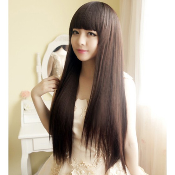 Wig Wanita Rambut Panjang Natural Long Straight Hair Extension Korean Version