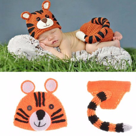 Baby Newborn Crochet Tiger costum bayi rajut harimau