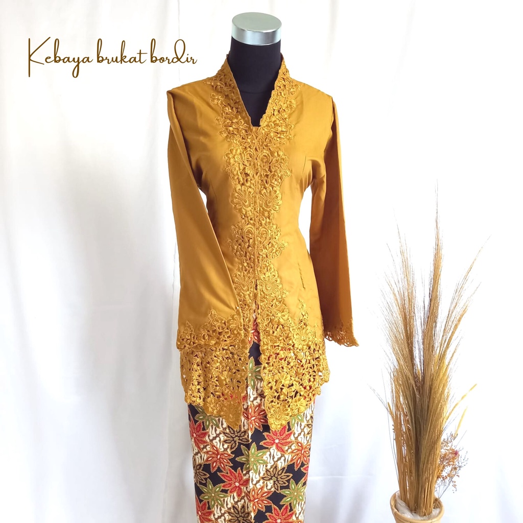 Pusat Bordir Tasikmalaya - Kebaya Encim Bordir bunga tangan panjang kebaya katun toyobo senada