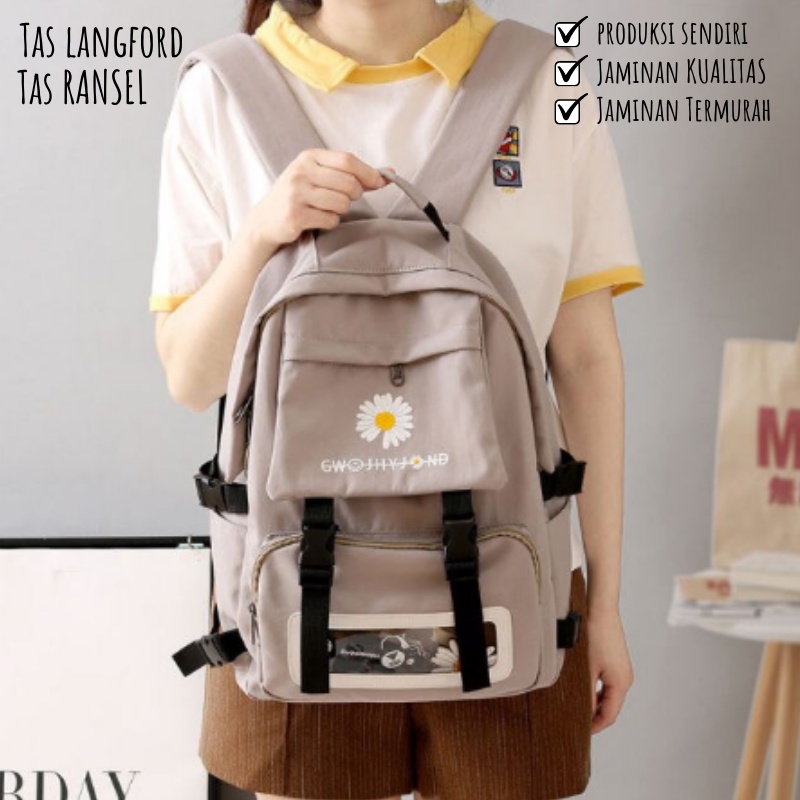 Tas Ransel Wanita - Tas Sekolah Remaja Dewasa Kekinian Model Terbaru Fashion Multifungsi Stylish Korea Backpack Punggung Bahu Bagus Besar Import Lokal Original Perempuan Cewek