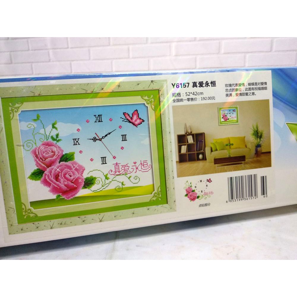 Paket DIY Craft Diamond Painting Y6157 Bunga Flower Rose Mawar Jam