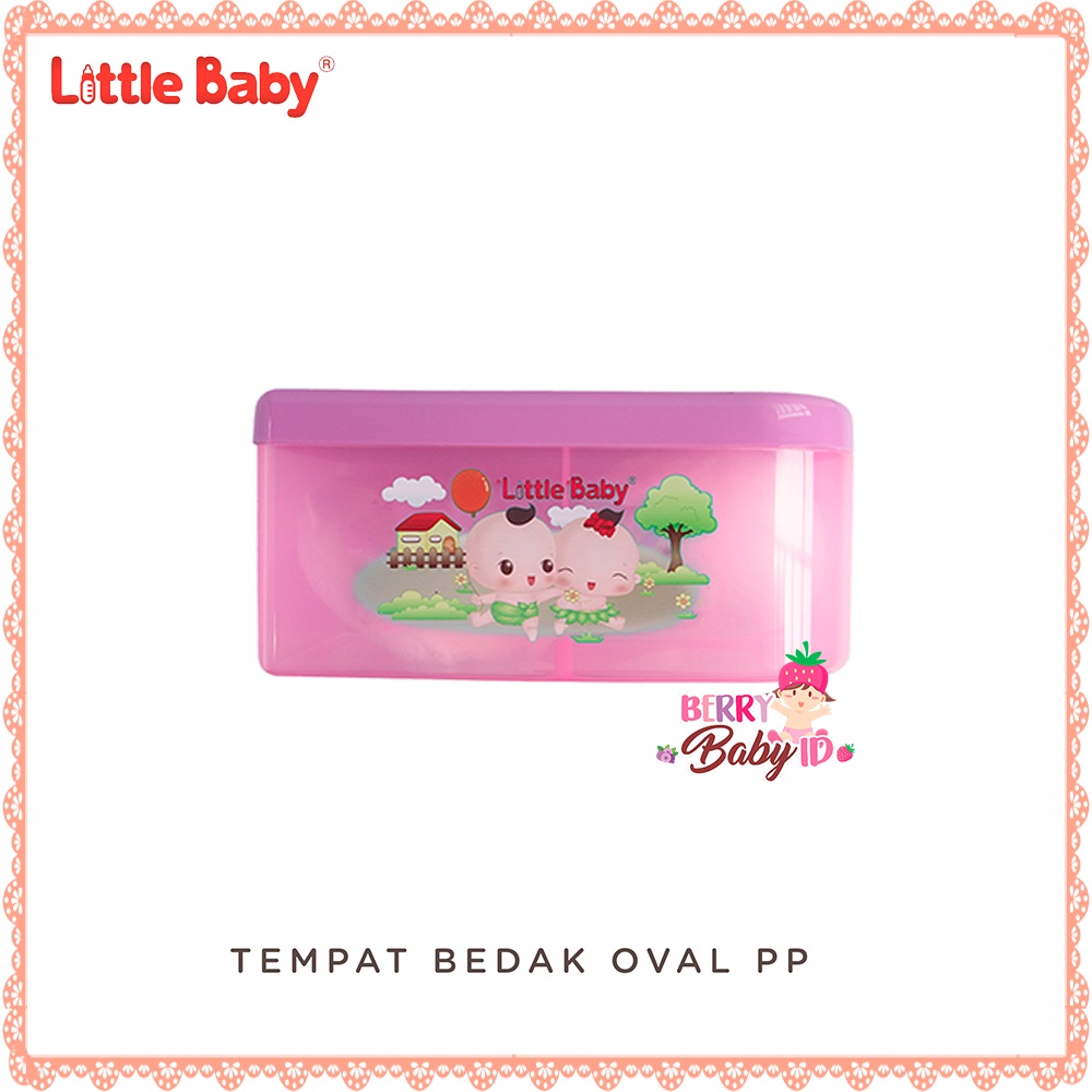 Little Baby Tempat Bedak Oval PP 2 Kompartmen &amp; Puff Berry Mart