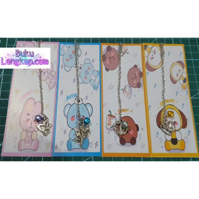 

Pembatas buku / bookmark / pembatas buku rantai / bookmark rantai + krincingan / lonceng BT21 02