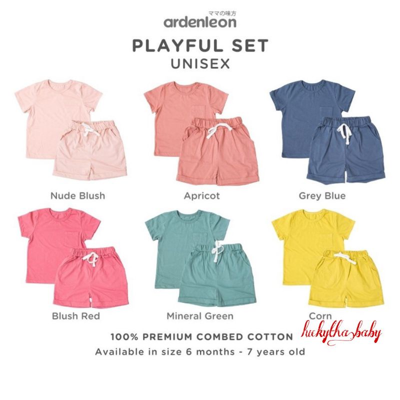 ardenleon setelan pendek  playful set 100% premium combed cotton ,setelan pendek anak ardenleon playful set