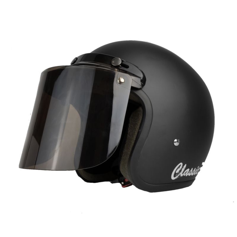 Helm bogo classic hitam doff kaca datar