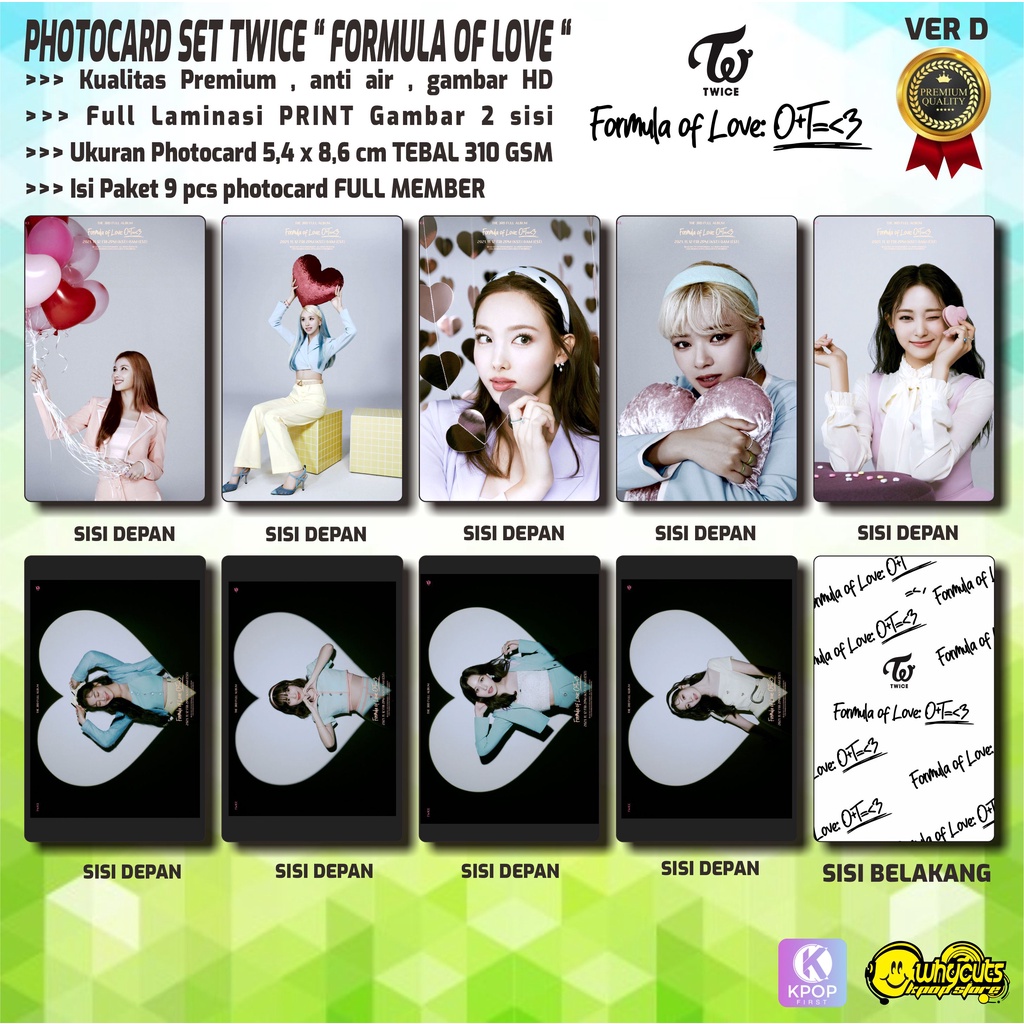 PHOTOCARD SET PC PREMIUM KPOP TWICE FORMULA OF LOVE FULL LAMINASI PRINT BOLAK BALIK