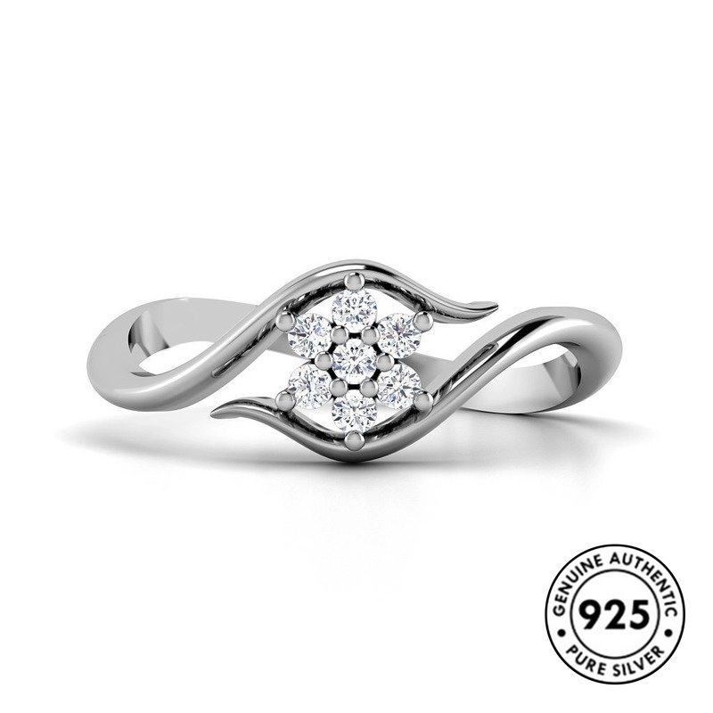 Cincin Sterling Silver 925 Desain Snowflake Hias Berlian Imitasi Klasik Untuk Wanita