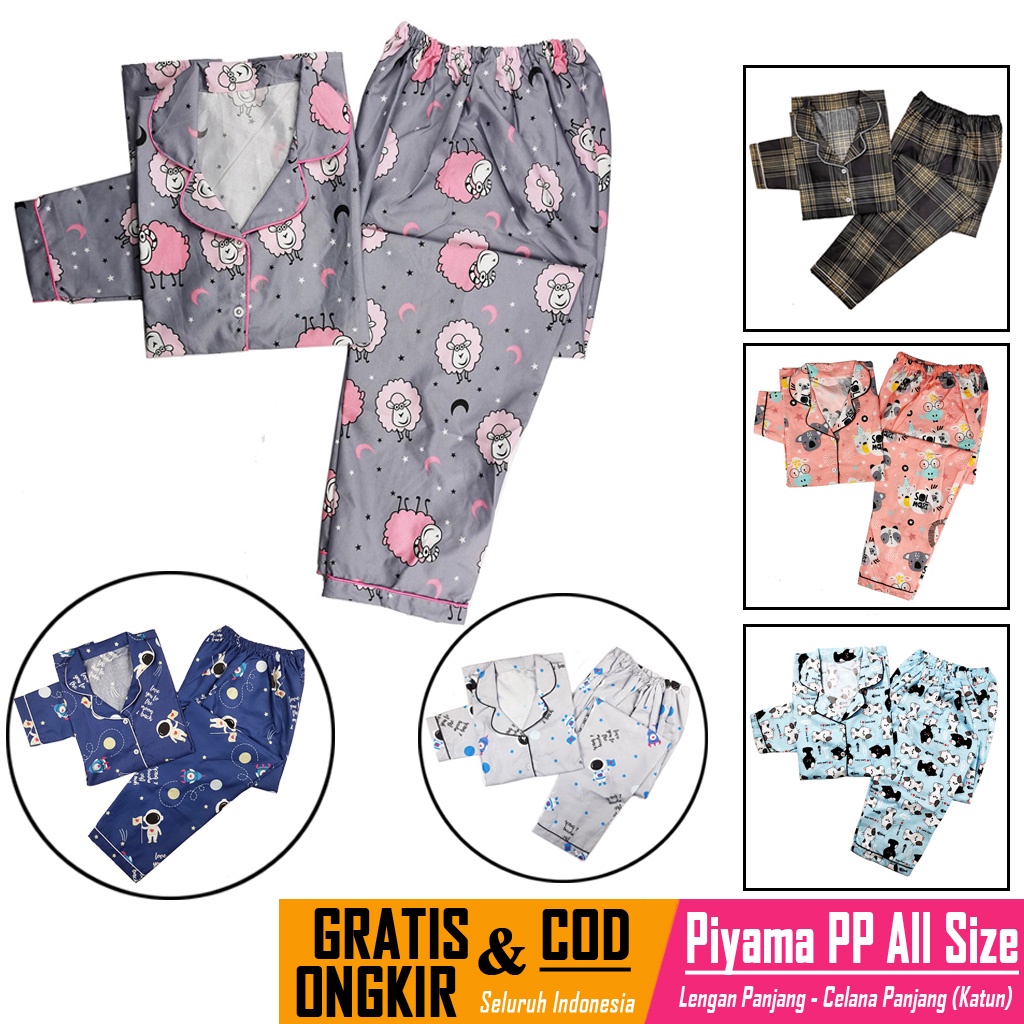 Stelan Baju Tidur Piyama Dewasa Lengan Panjang All Size Motif Lumina